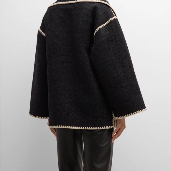 Toteme Fringe Embroidered Scarf Wool Jacket - Picture 3 of 4